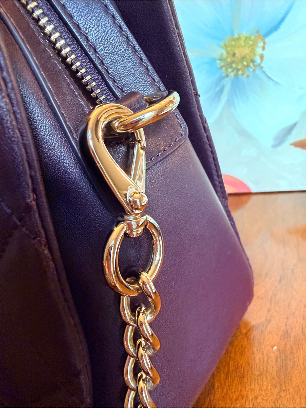 Kate Spade Eggplant Quilted Leather Shoulder Bag w/Gold Hardware (GUC) - Picture 15 of 17